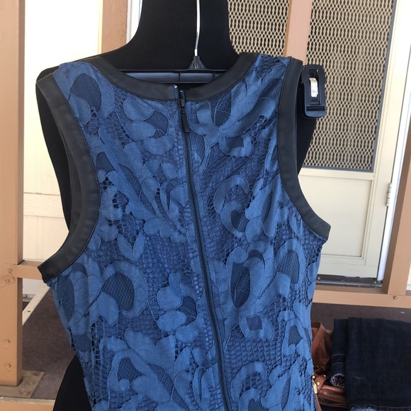 Beautiful Blue Lace Dress by Tart, with faux black Leather & Zipper on the back - Picture 5 of 15